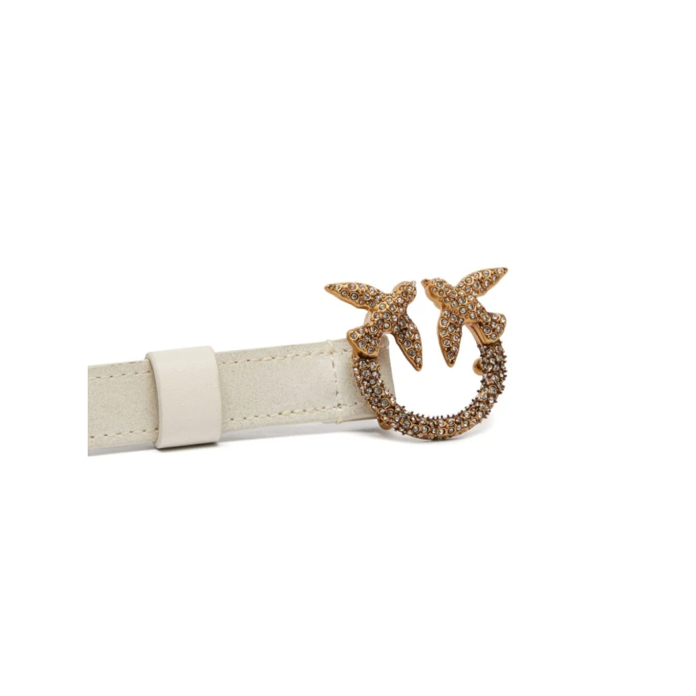 pinko Wit leren Love Birds riem White Dames