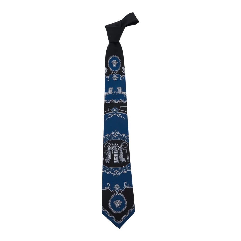 Versace Blå Printed Silk Twill Tie