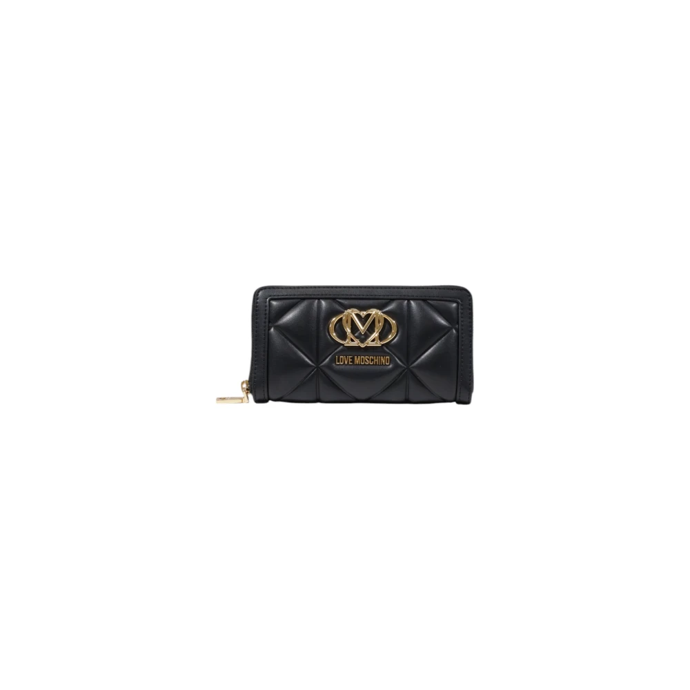 Love Moschino Zwarte Gewatteerde Ritsportemonnee Black Dames