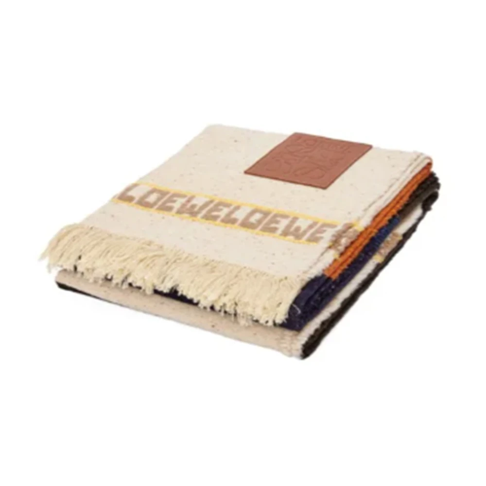 Loewe Wollen deken met franje-afwerking Beige Heren