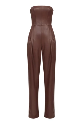 Ecopelle bustier jumpsuit med pences