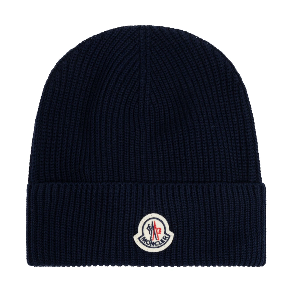 Moncler Katoenen muts met logopatch Blue Heren