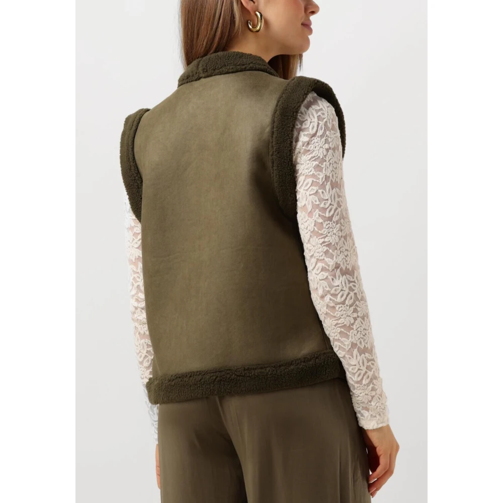 Nukus Elegante Olijf Gilet voor Vrouwen Green Dames