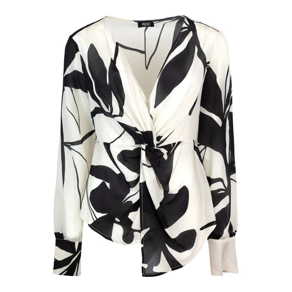 Liu Jo Bloemen Zijden V-Hals Blouse White Dames