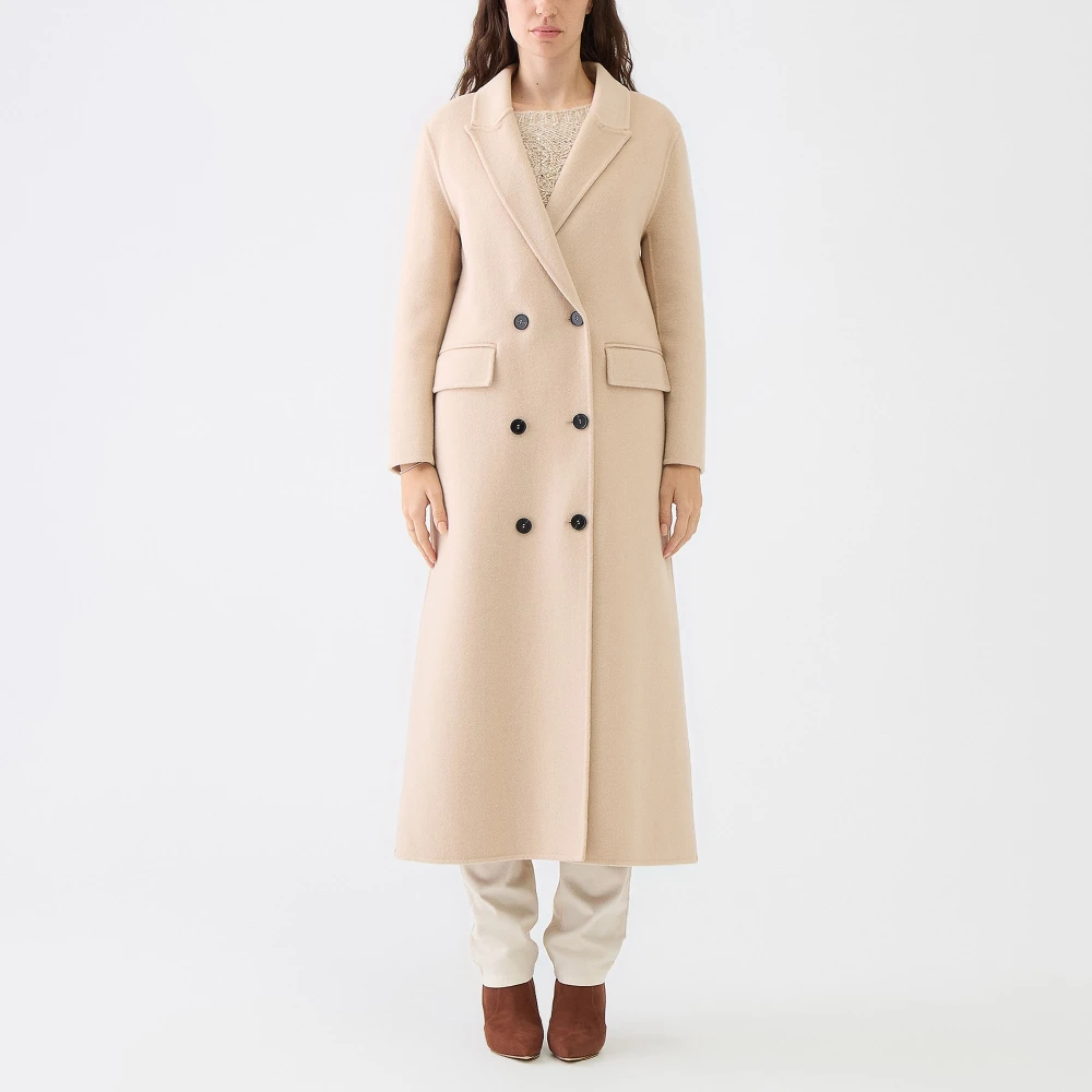 Ermanno Scervino Maxi Double-Breasted Jas Honingkleur Beige Dames