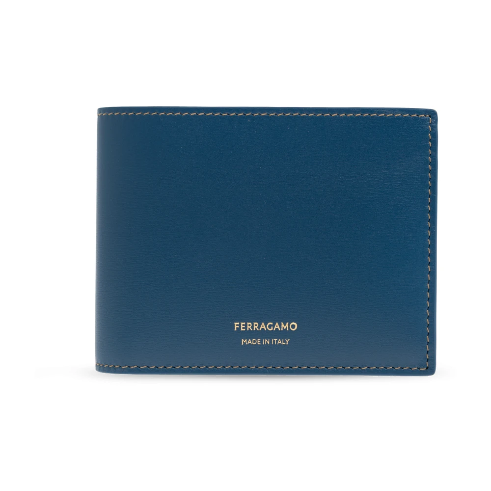 Salvatore Ferragamo Leren portemonnee Blue Heren