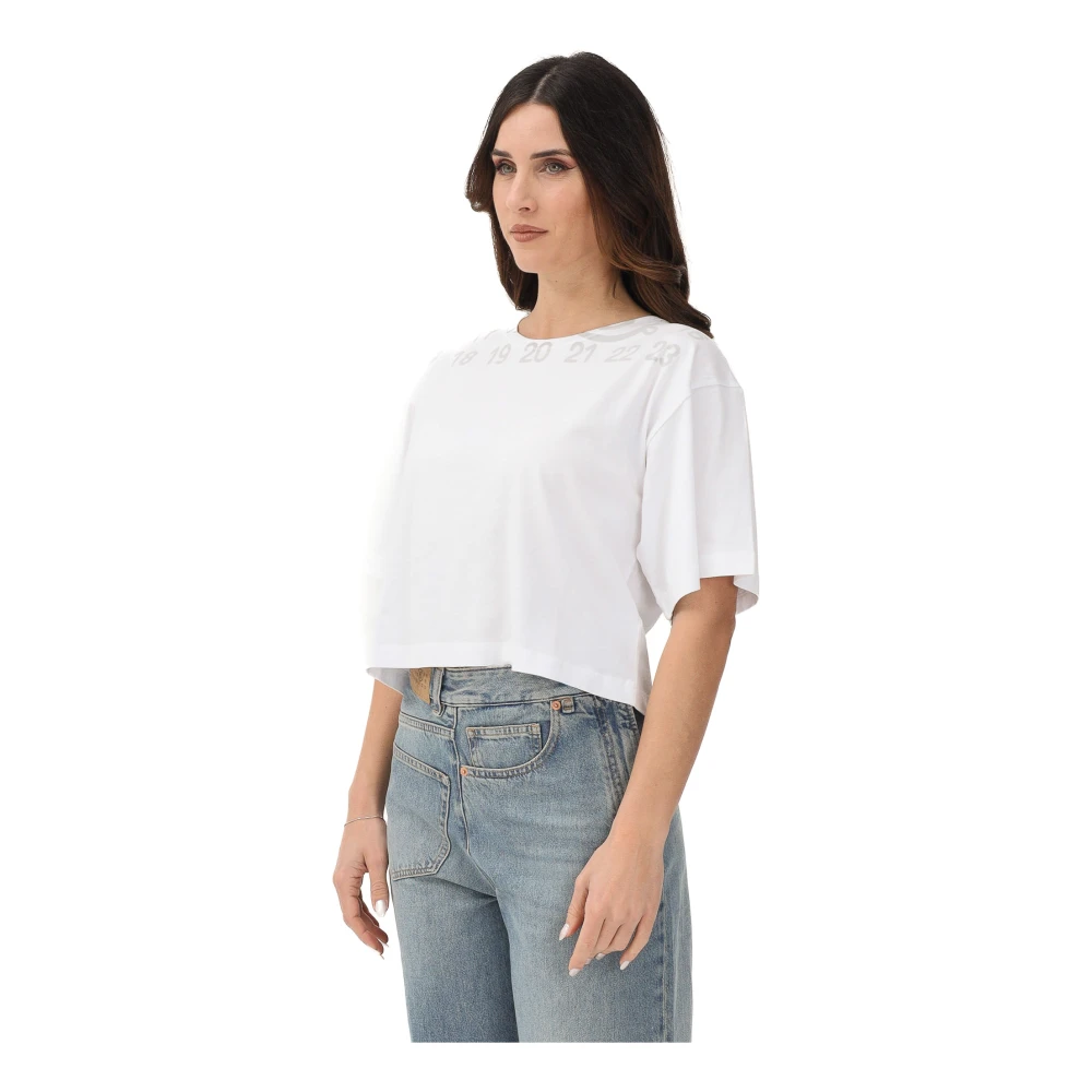 Maison Margiela Vrouw Wit Tops Dames, 2XS, T-Shirt Met Korte Mouwen