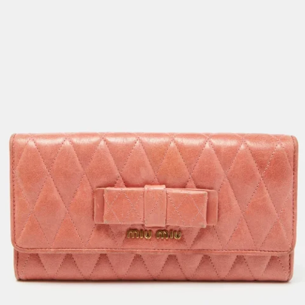 Miu Pre-owned Leather wallets Orange Dames