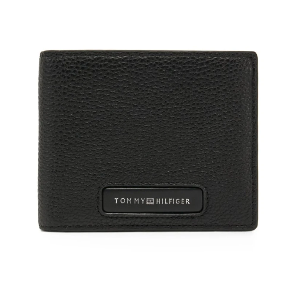 Tommy Hilfiger Zwarte Leren Portemonnees Black Heren