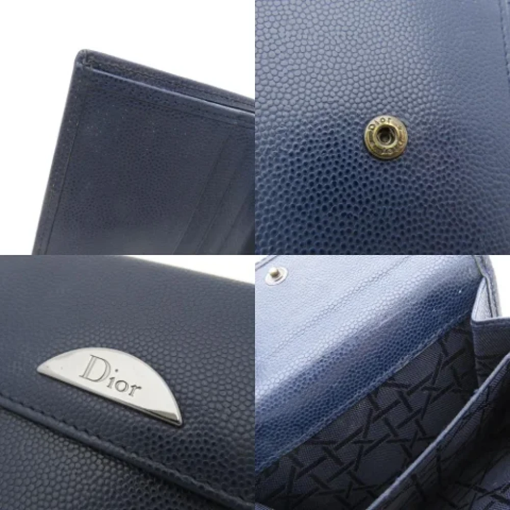Dior Vintage Pre-owned Leather wallets Blue Dames