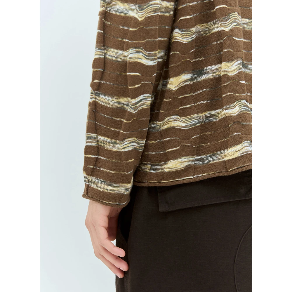 Brain Dead Gestreepte Crewneck Sweater Brown Heren