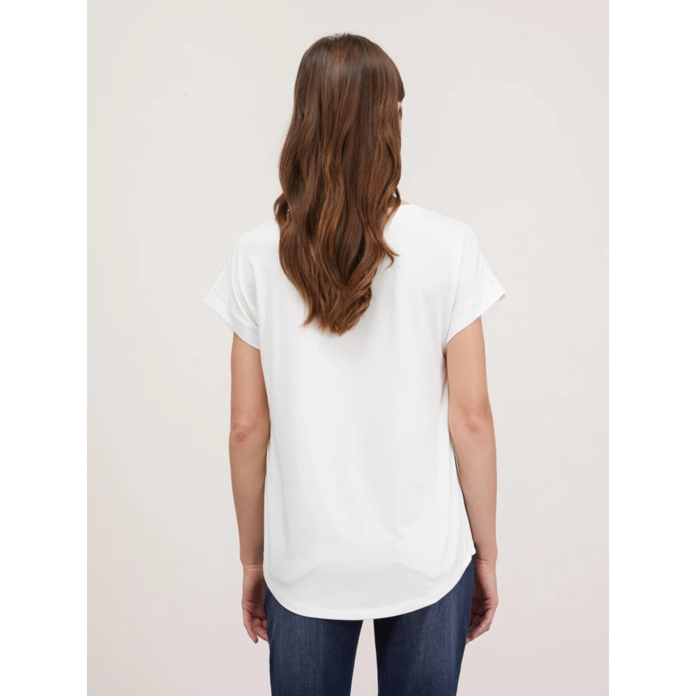 Motivi T-shirt gemaakt van twee verschillende materialen White Dames
