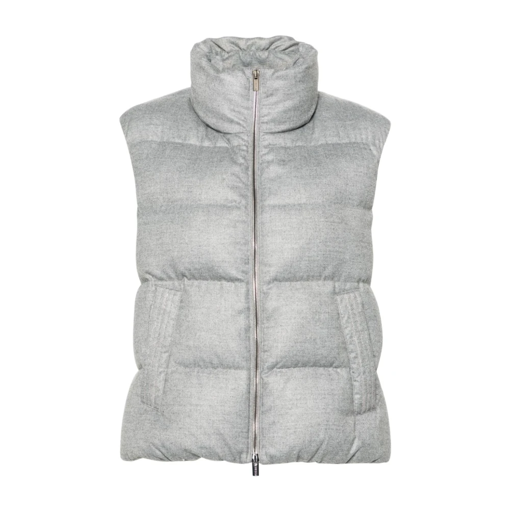 PESERICO Gewatteerde Mouwloze Gebreide Trui in Grijs Gray Dames