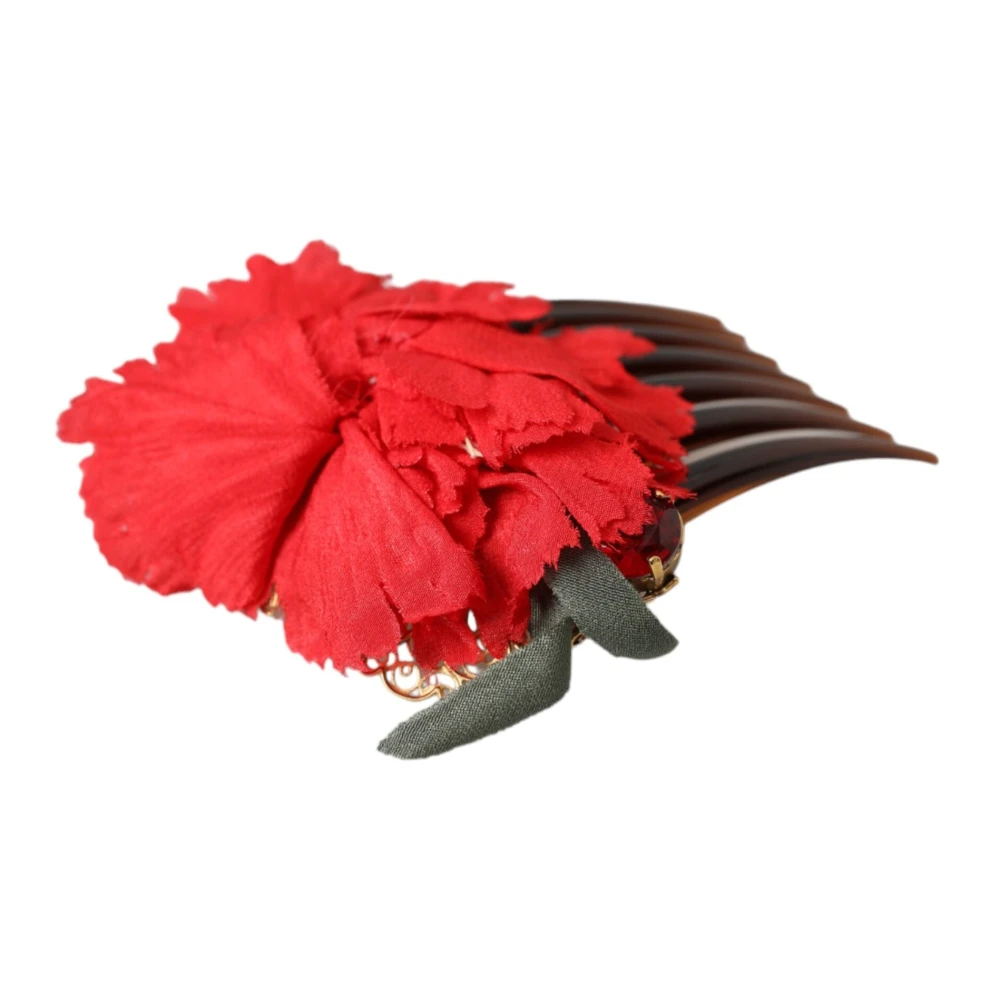 Dolce & Gabbana Bloemen Gouden Haarkam Red Dames