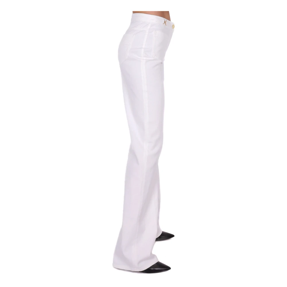 Elisabetta Franchi Witte Denim Palazzo Jeans White Dames