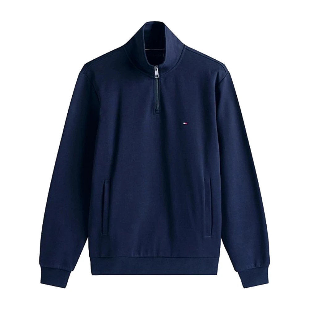 Tommy Hilfiger Men's Blue Zip-Throughs, M, Intechno Knit Quarter-Zip Sweatshirt