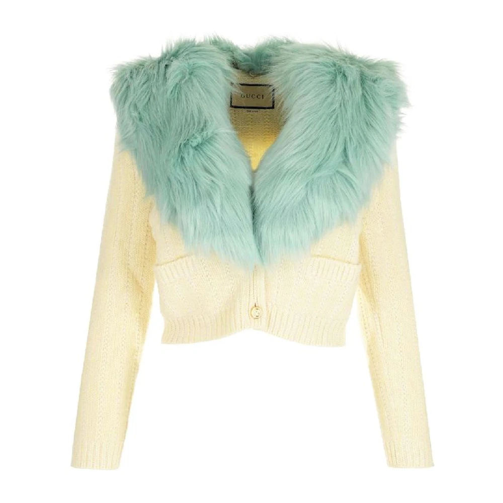 Gucci Women's White Cardigans, M, Wool Cashmere Cardigan Jumper