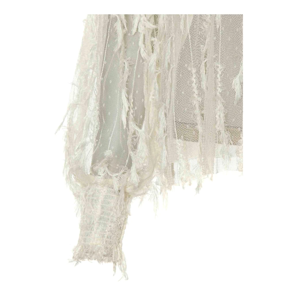 Munthe Doorschijnende blouse met opstaande kraag White Dames