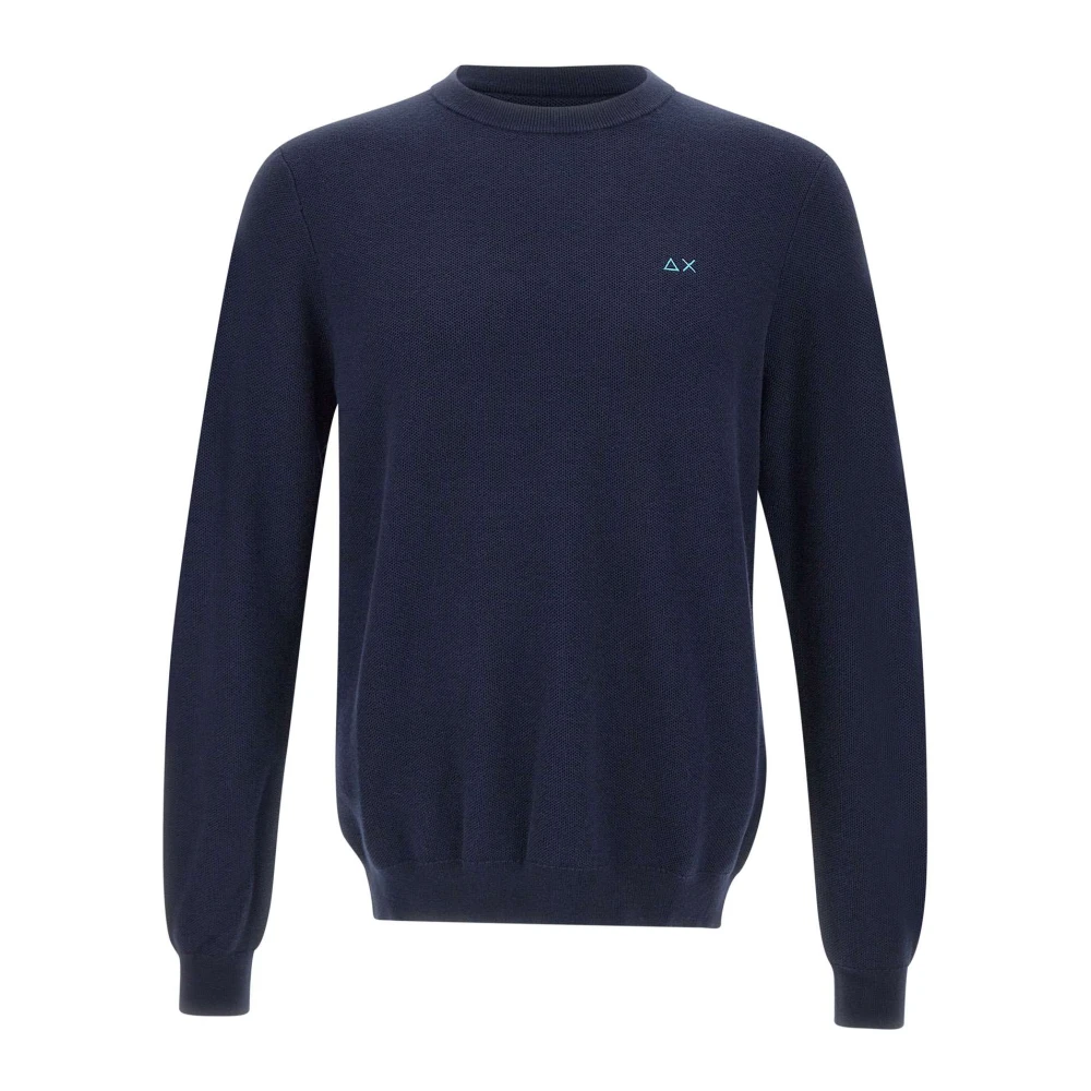 Sun68 Heren Groene Wollen Trui Ronde Hals Blue Heren
