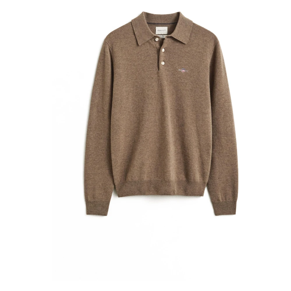 Gant Herren Braun Für 8060109 Polo-Pullover Aus Wolle In Hell (L), Klassisch, Langarm - Bild 8