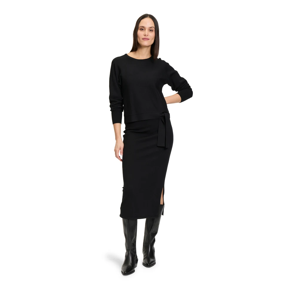 Betty Barclay Trendy Gebreide Trui met Strikceintuur Black Dames