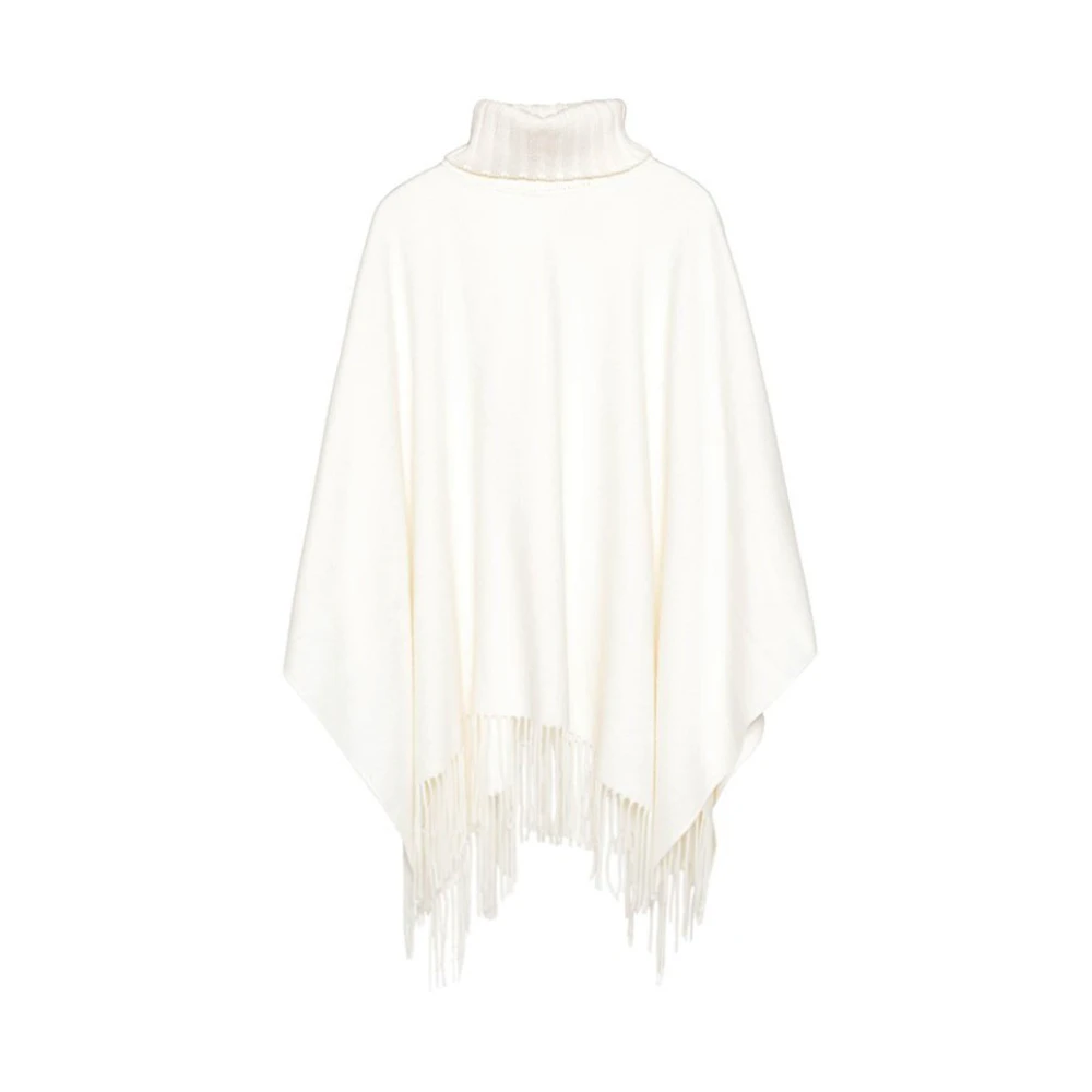 Fabiana Filippi Vit Ull Cashmere Poncho Cape White, Dam