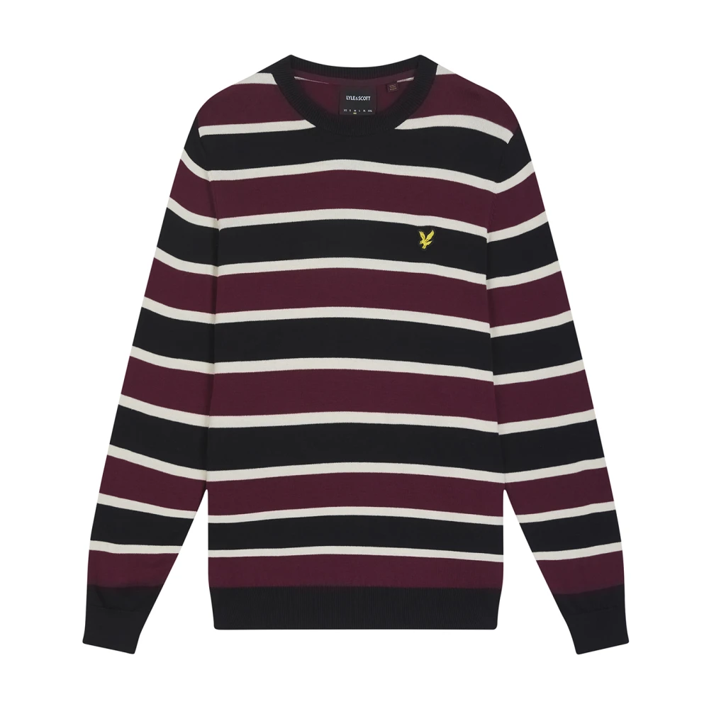 Lyle & Scott Gestreepte Crew Neck Trui Brown Heren