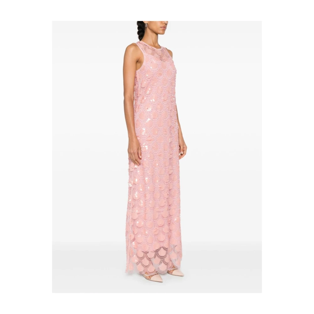 Rotate Birger Christensen Sequin Maxi Jurk met Conische Split Orange Dames