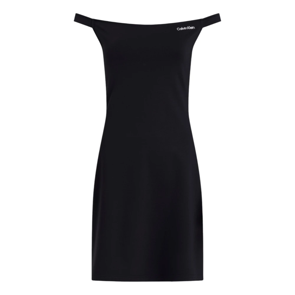 Calvin Klein Jeans Korte Jurken Collectie Viscose Mix Black Dames