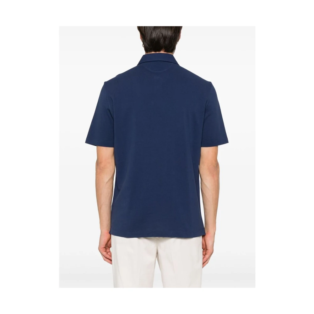 BRUNELLO CUCINELLI Navy Blue Polo Sweater Blue Heren