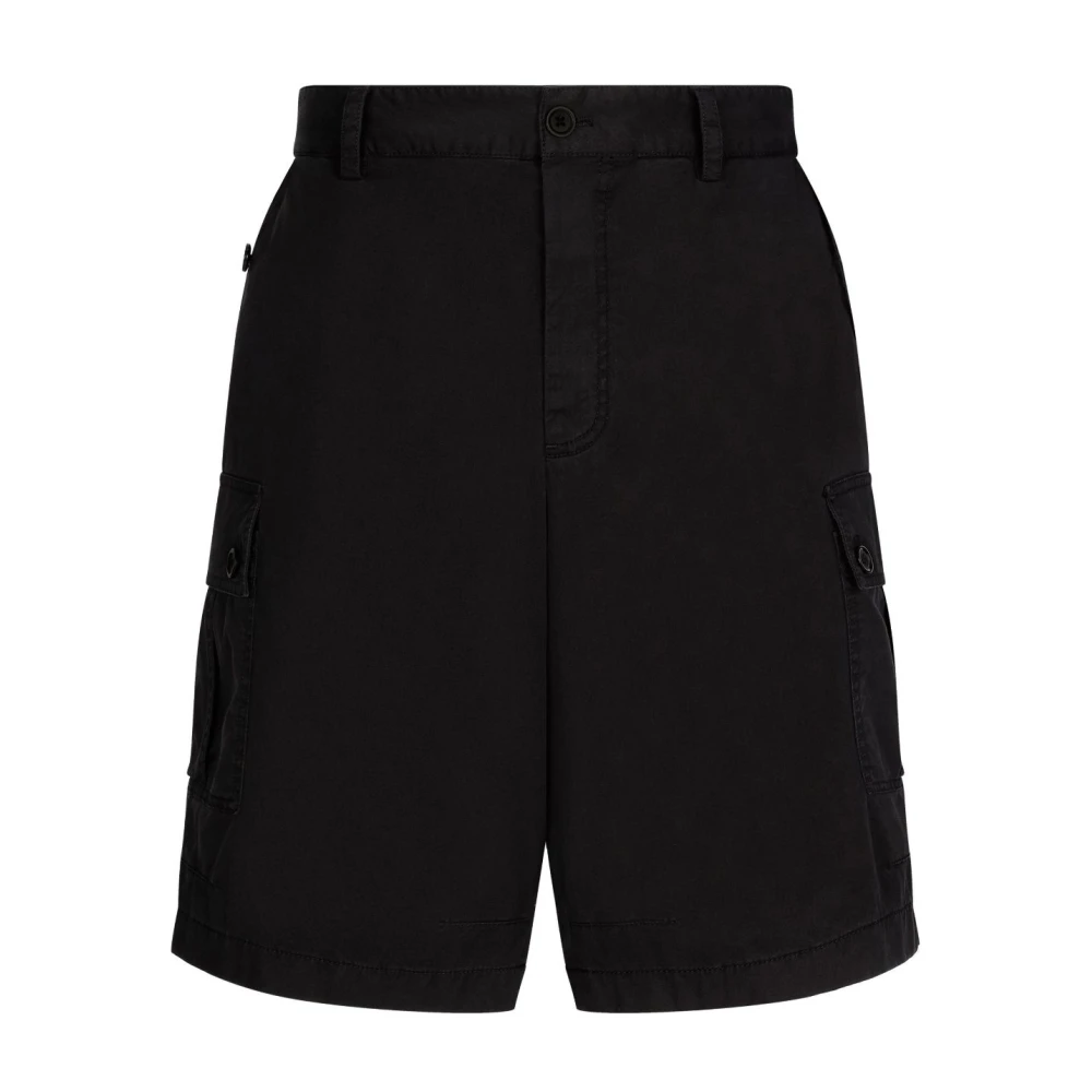 Dolce & Gabbana Zwarte Logo-Plaque Cargo Shorts Black Heren