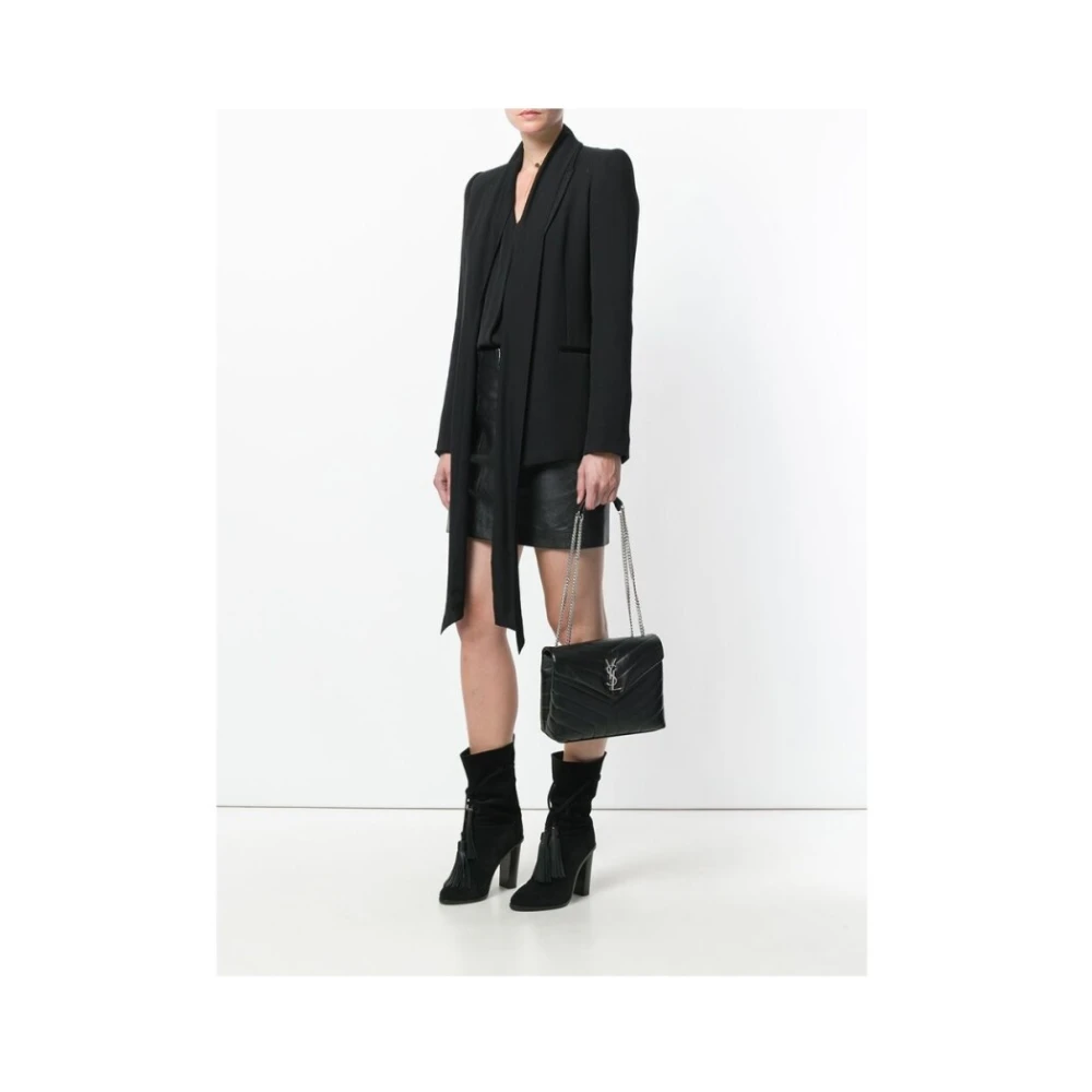 Saint Laurent Loulou Small in Matelassé Black Dames