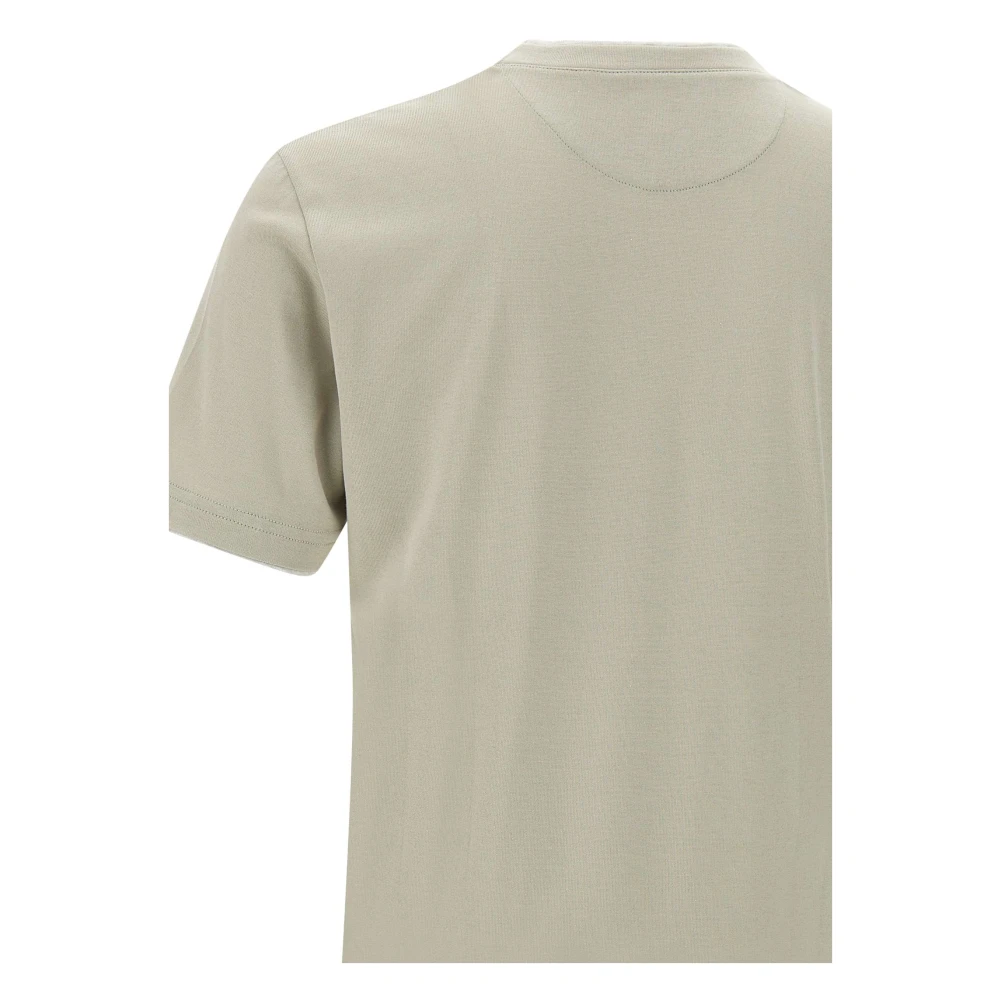 Eleventy Salie Katoenen T-shirt met Contrasterende Profielen Beige Heren