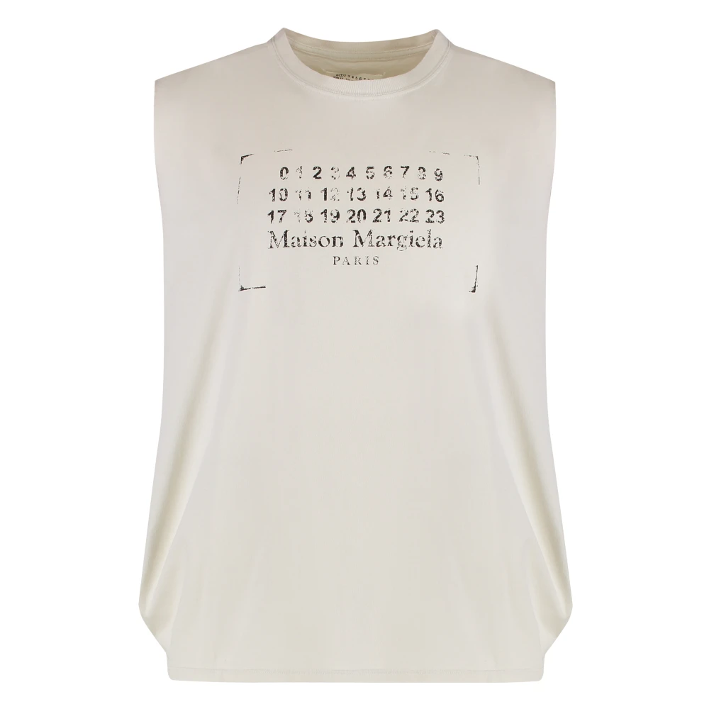 Maison Margiela Women's Beige Sleeveless Tops, M, Sleeveless Top