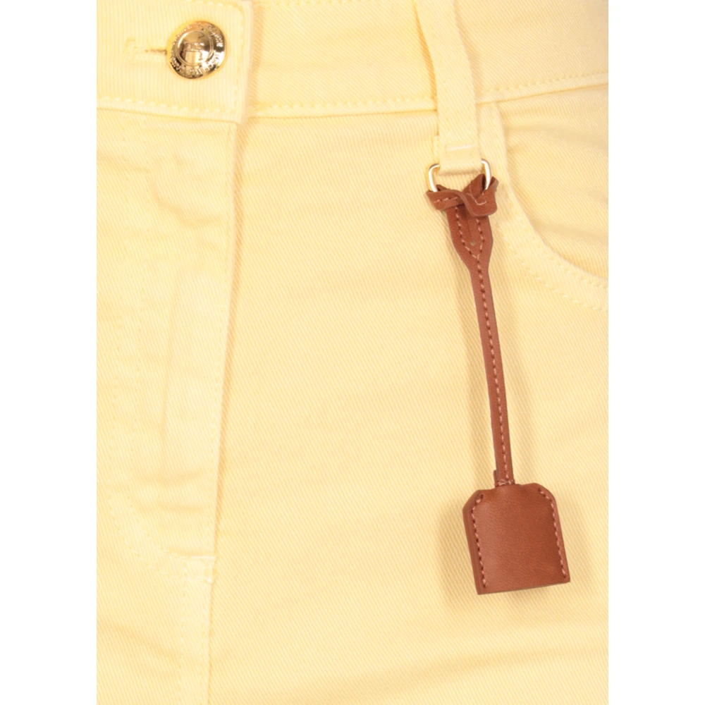 Elisabetta Franchi Gele katoenen jeans met riemlussen Yellow Dames