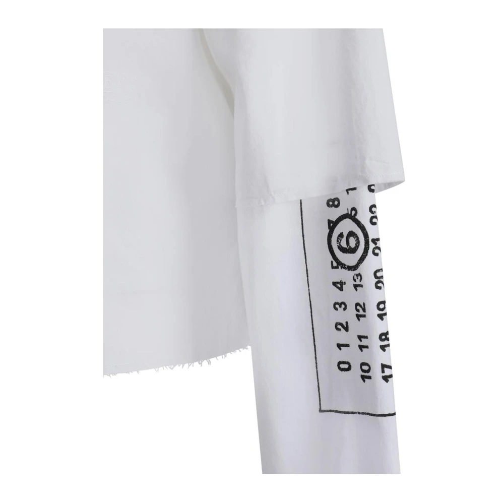 MM6 Maison Margiela Shirt met Gelaagde Mouwen en Monogram White Heren