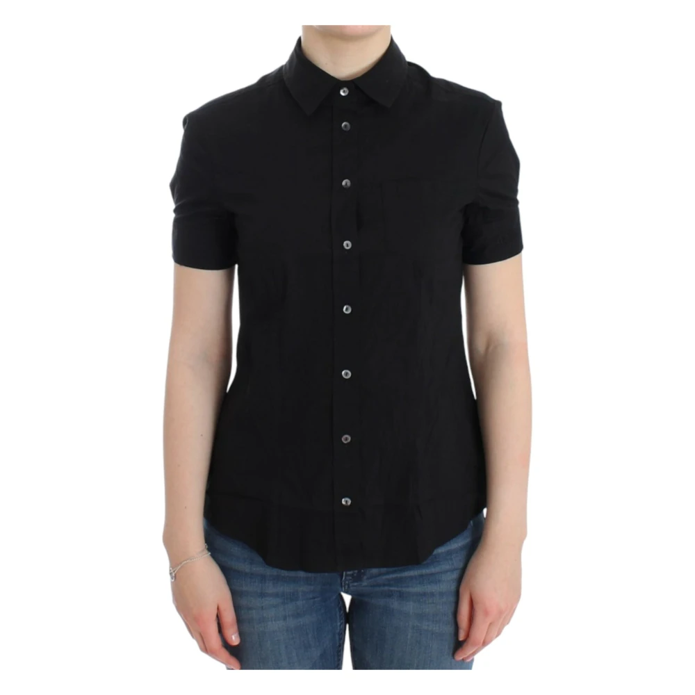 John Galliano Women's Black Shortsleeve Blouse Shirt