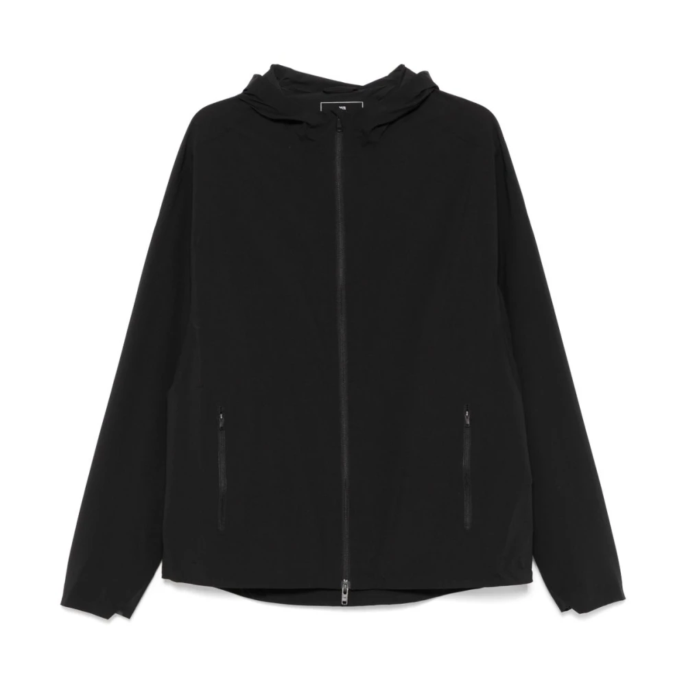 Y-3 Zwarte jas met ritssluiting en reflecterende details Black Heren