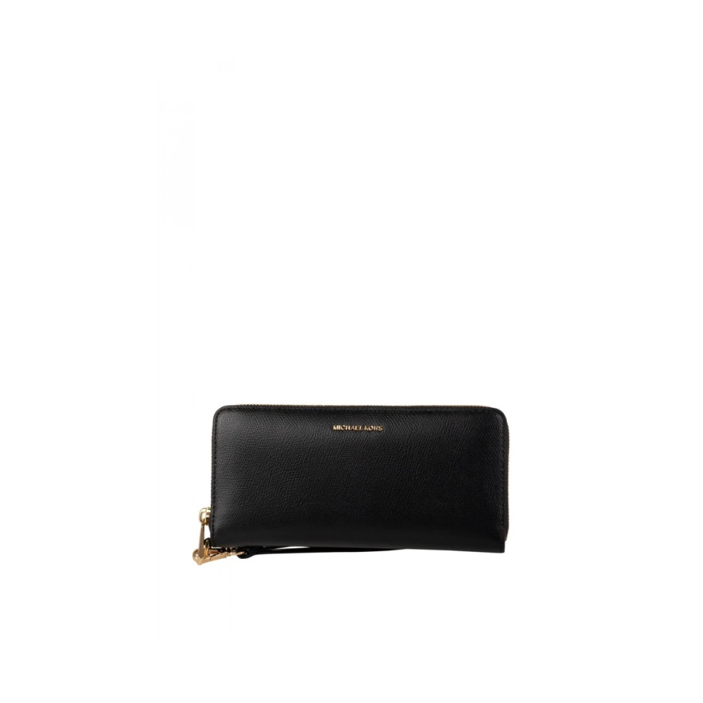Michael Kors Gestructureerde Lederen Continental Portemonnee met Rits Black Dames