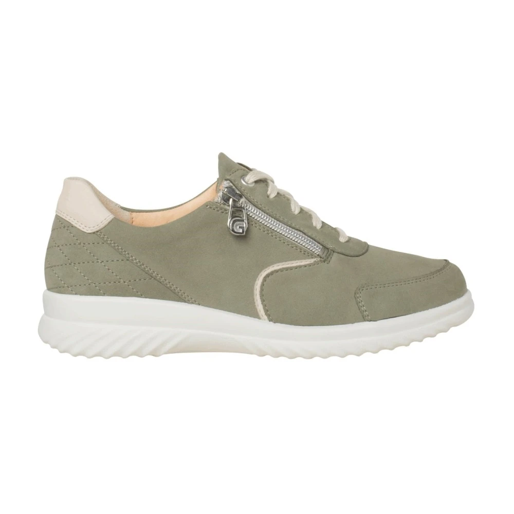 Ganter Wijde Pasvorm Groene Sneaker Comfortabel Leer Dames Schoenen