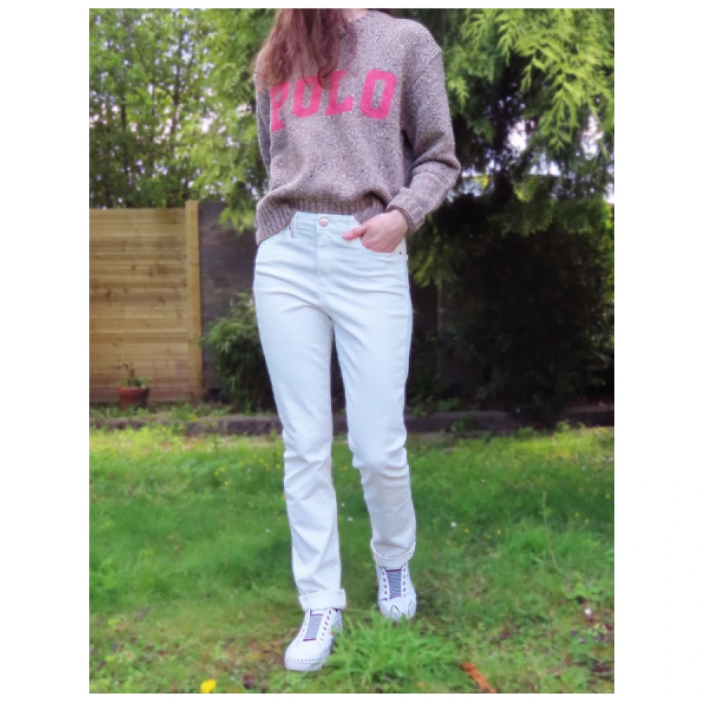 Islow Malo Slim Hoge Taille Katoenen Broek Beige Dames