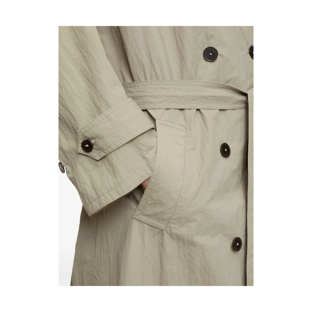 closed Beige dubbelrijig bovenkleding met ceintuurmouwen Gray Dames