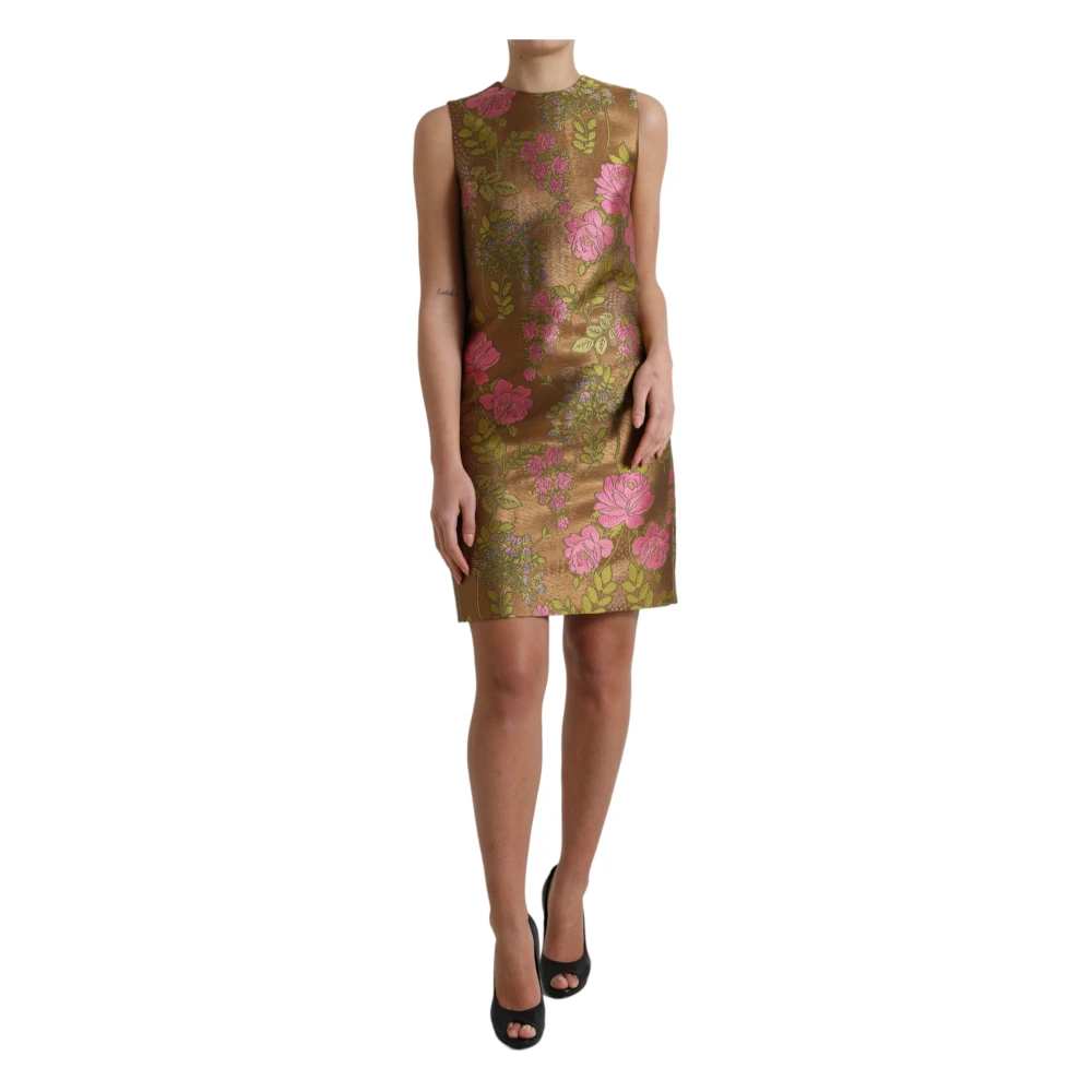 Dolce & Gabbana Bloemig Mouwloos Shift Mini Jurk Multicolor Dames