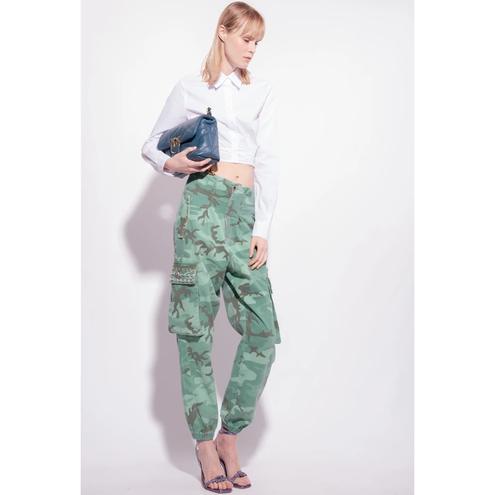 pinko Straight Trousers Green Dames
