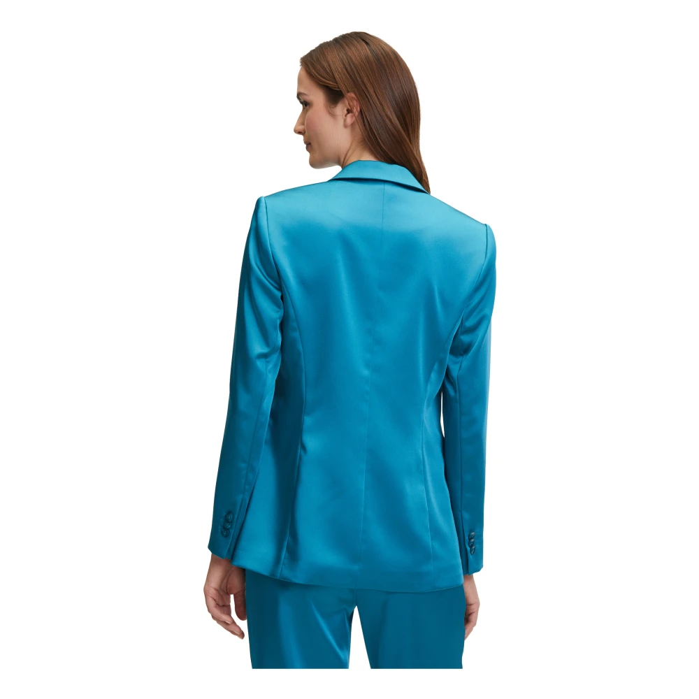 Betty & Co Elegante Business Blazer met Zakken Blue Dames