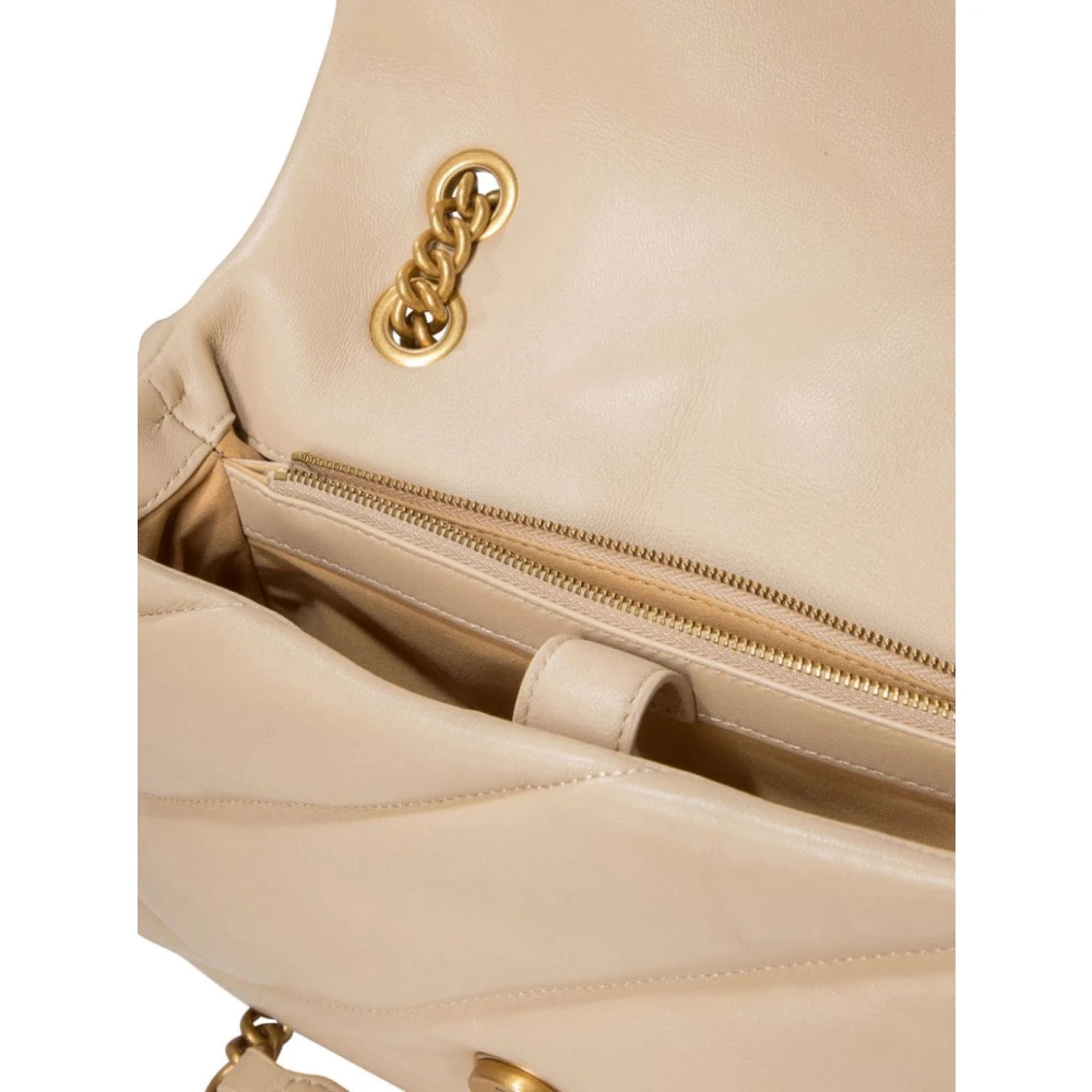 pinko Beige Leren Love Birds Gesp Tas Beige Dames
