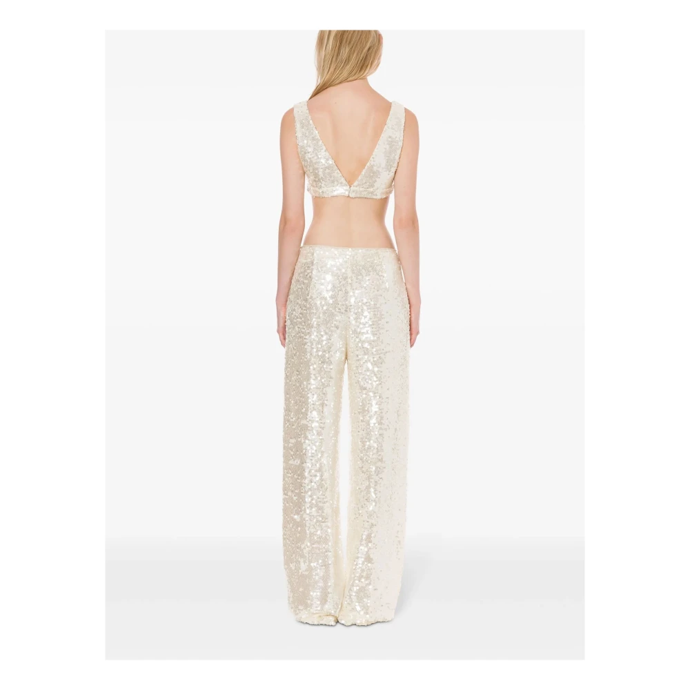 Philosophy di Lorenzo Serafini Pailletversierde Beige Wijde Pijp Broek Beige Dames