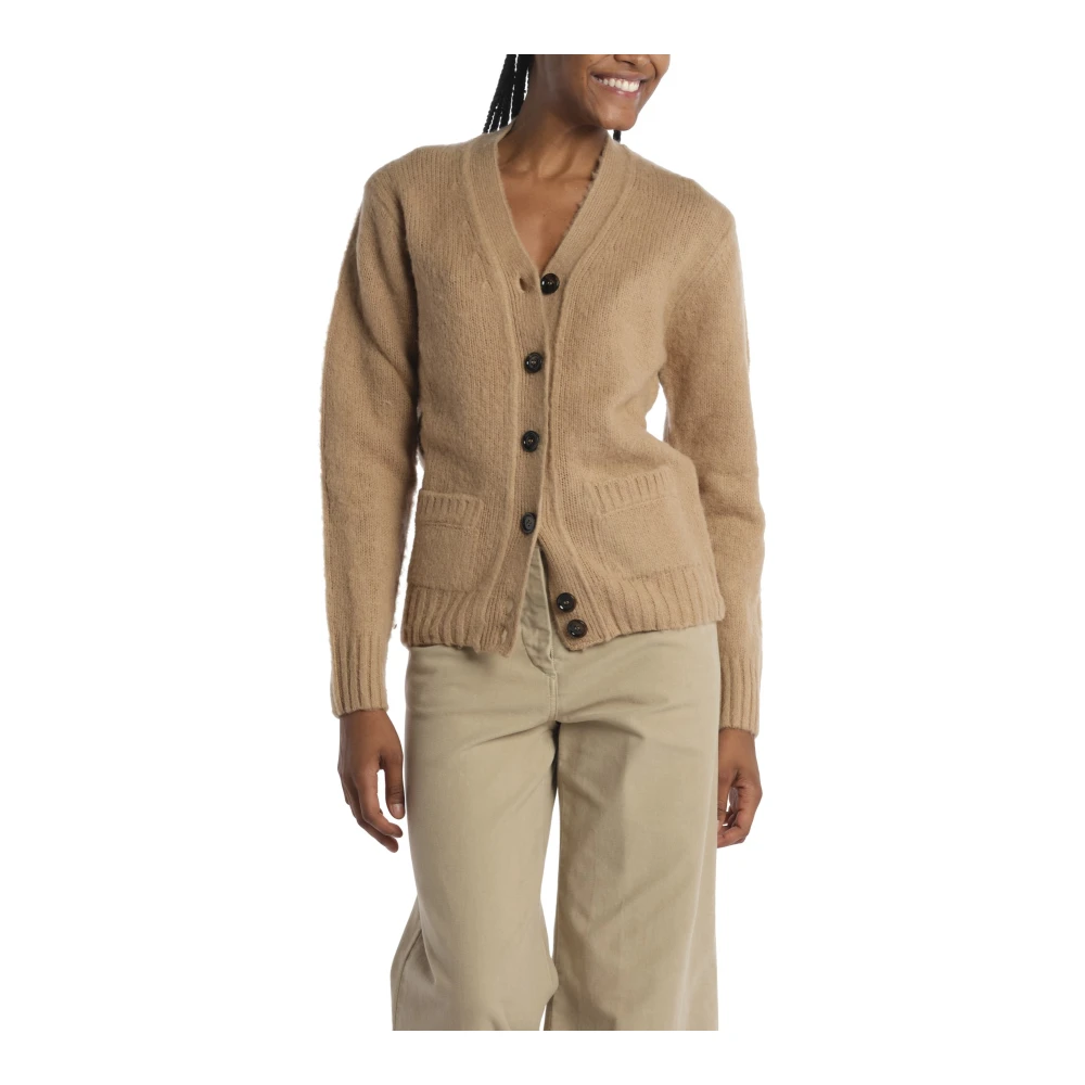 Aspesi Kameel Trui Shetland Vest Brown Dames