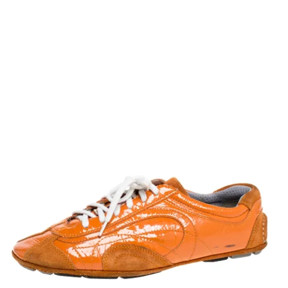 Prada Vintage Pre-owned Tyg sneakers Orange, Dam