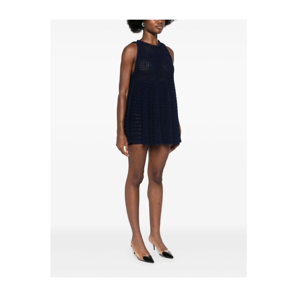 Alaïa Blauwe Gebreide Mini Jurk Blue Dames